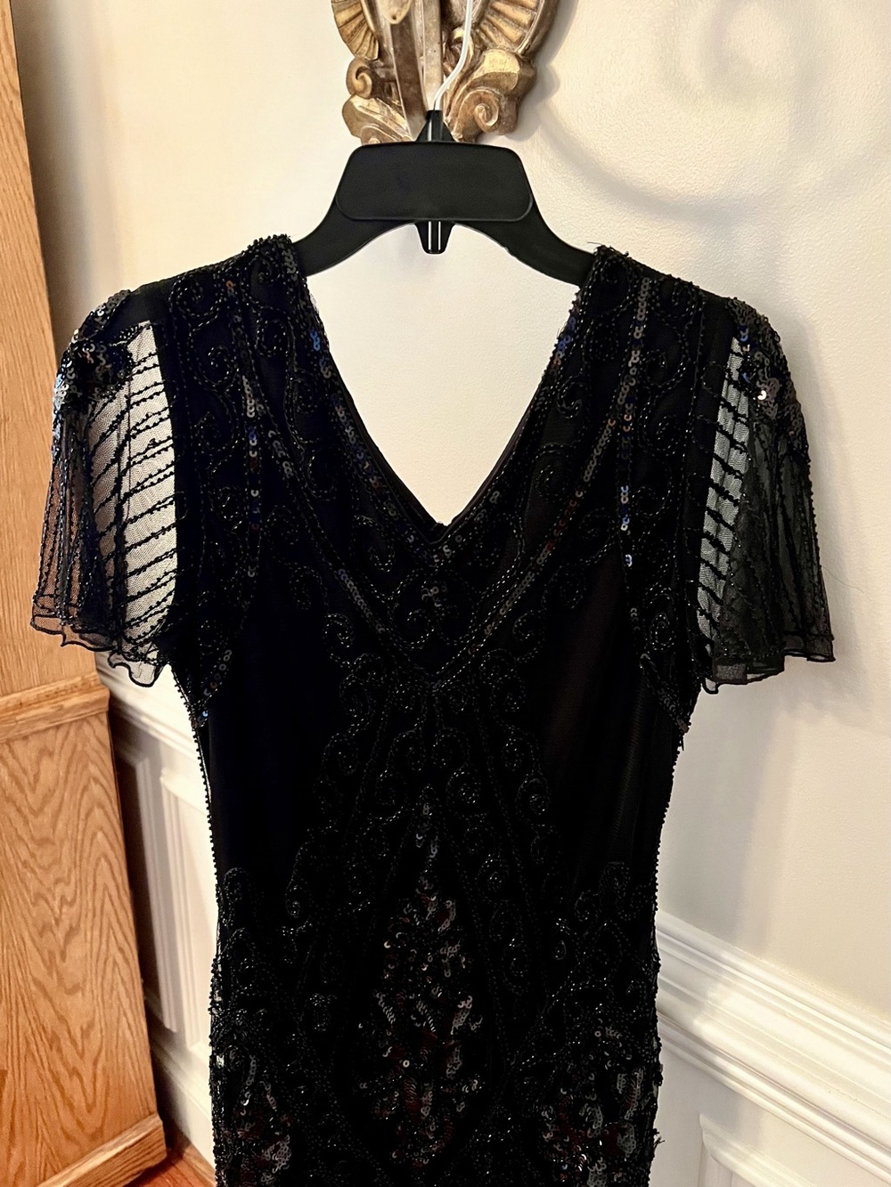 Vintage-Inspired Black Beaded Fringe Midi Dress - Picture 5 of 13